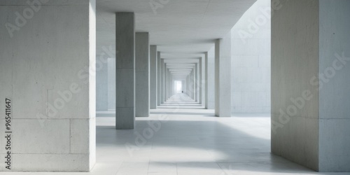 Modern minimalist empty corridor with grid-like pattern of recta