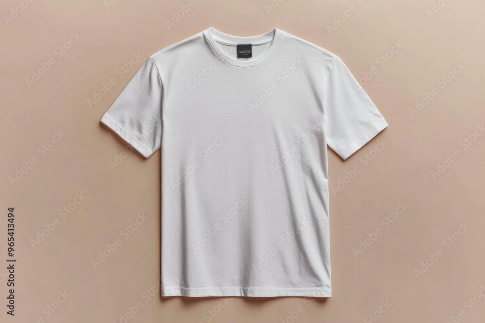 Simple Tshirt Flatlay mockup in beige background created with generative AI Simple Tshirt Flatlay mockup in beige background created with generative AI