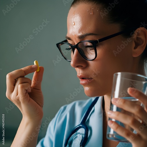 The nurse is taking medicine photo