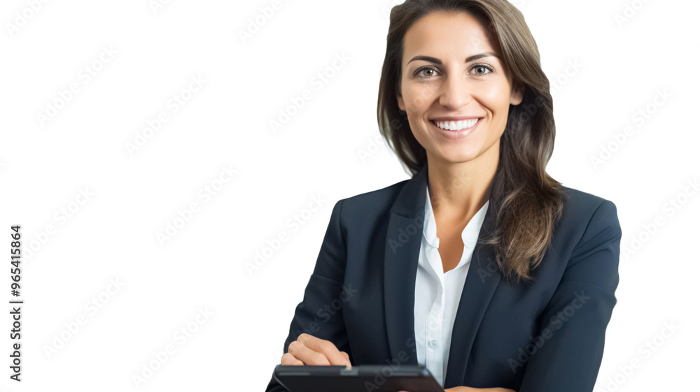 Attractive businesswoman using a digital tablet on transparent background PNG.
Attractive businesswoman using a digital tablet on transparent background PNG.