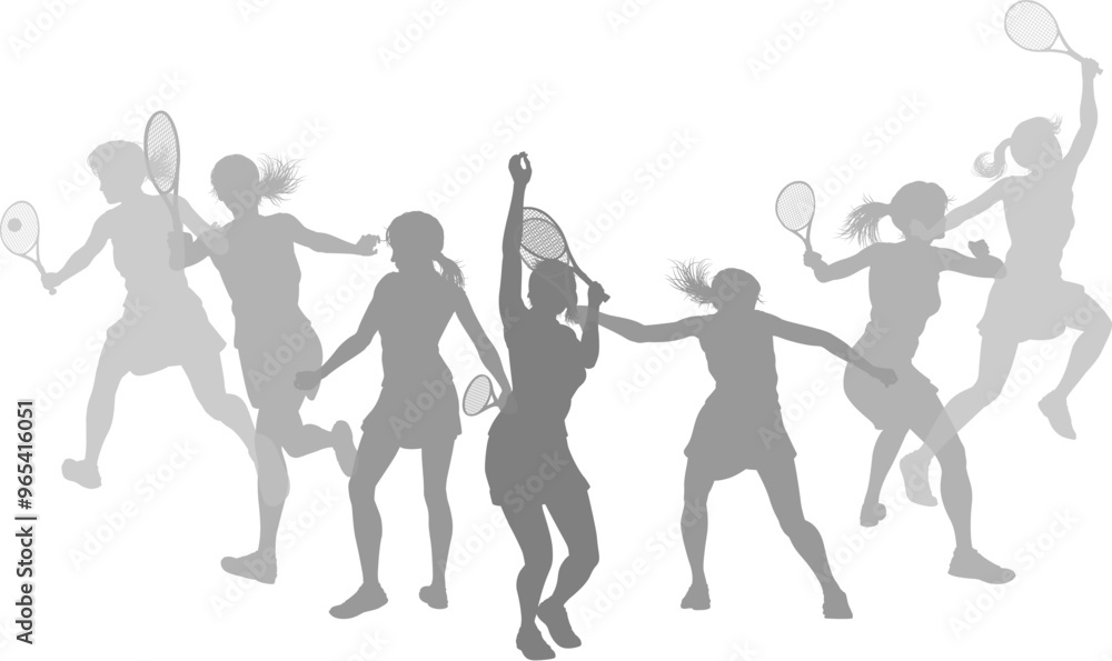 Silhouette Tennis players set. Active sports people healthy players fitness silhouettes concept. Silhouette Tennis players set. Active sports people healthy players fitness silhouettes concept.