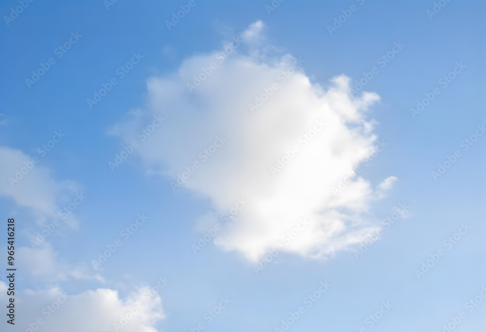 Fototapeta premium Clear blue sky with a single, fluffy white cloud drifting across it