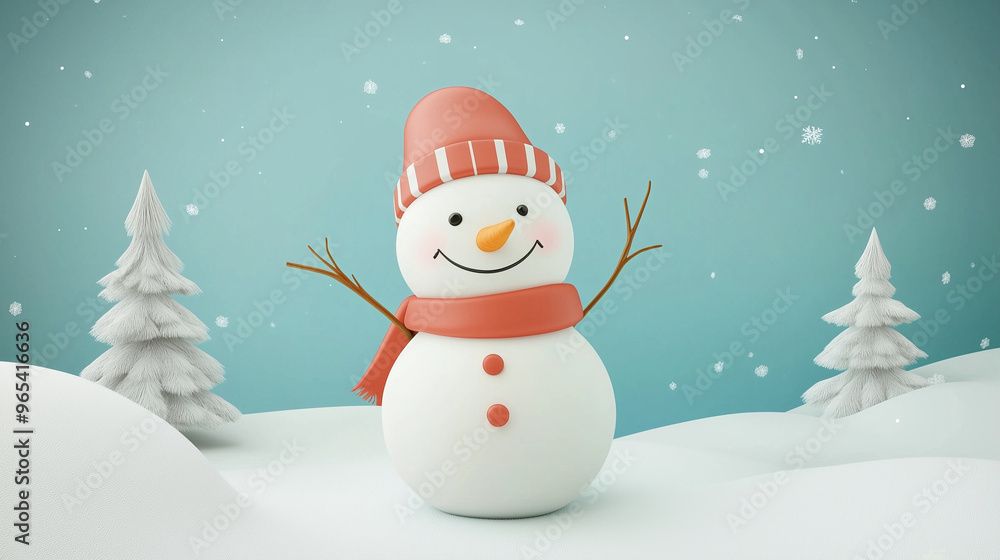Fototapeta premium Christmas Snowman Clipart Background