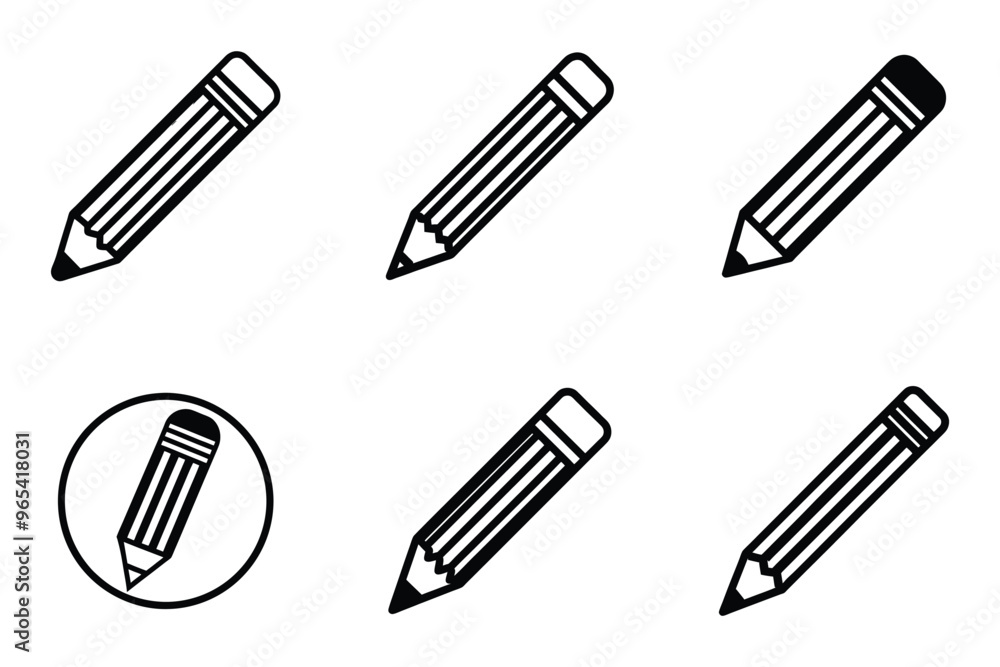 Vector style pencil icon bundle set with creative shape Vector style pencil icon bundle set with creative shape