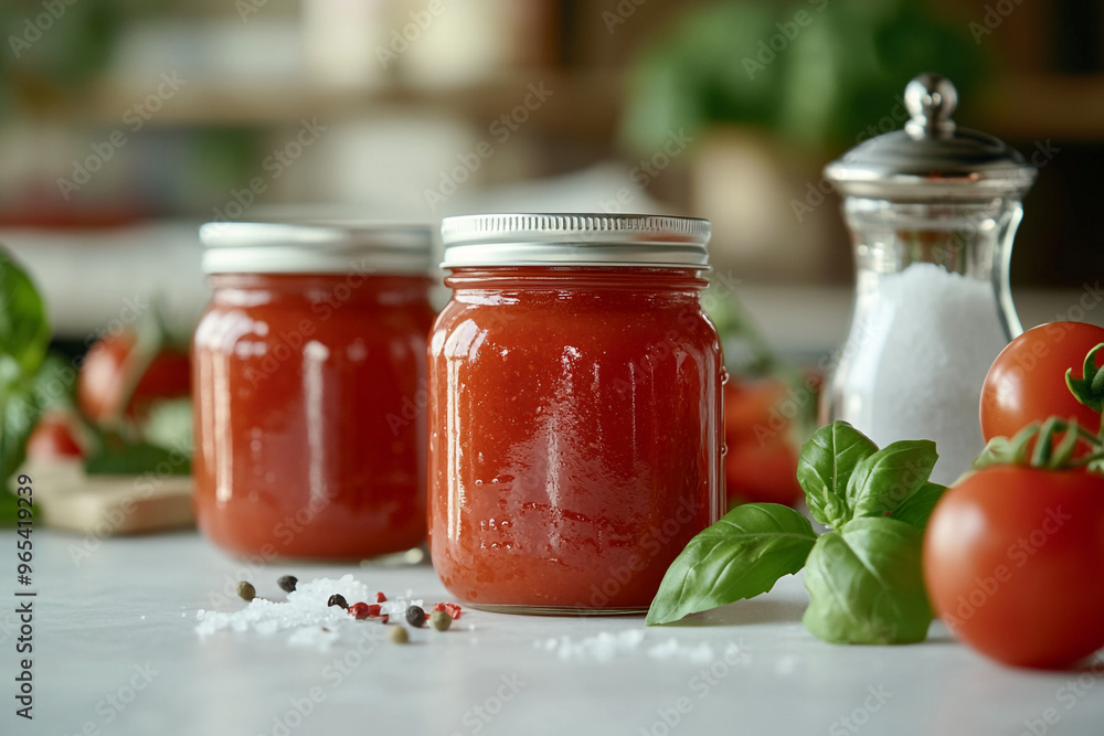tomato sauce in glass jar tomato sauce in glass jar