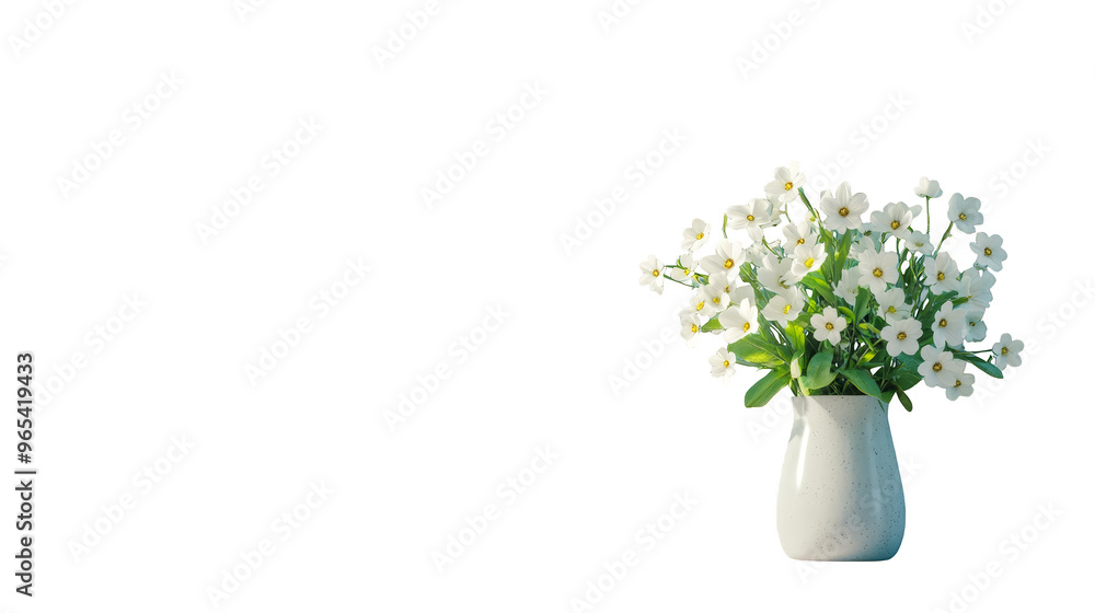 White Flowers in a Vase on a Patterned Background White Flowers in a Vase on a Patterned Background