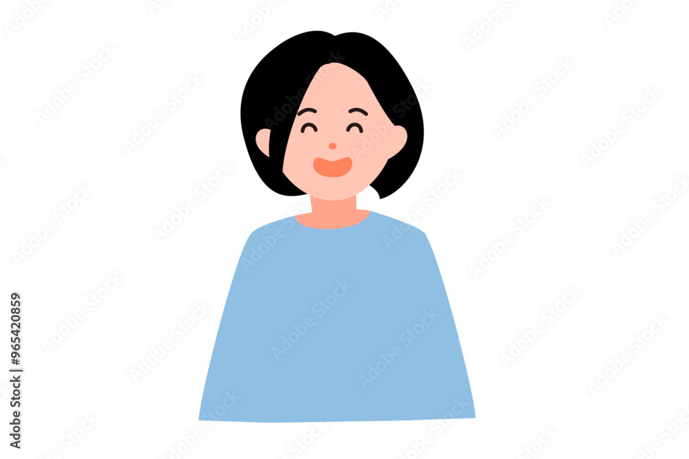 正面を向いた笑顔の女性の顔のイラスト 正面を向いた笑顔の女性の顔のイラスト