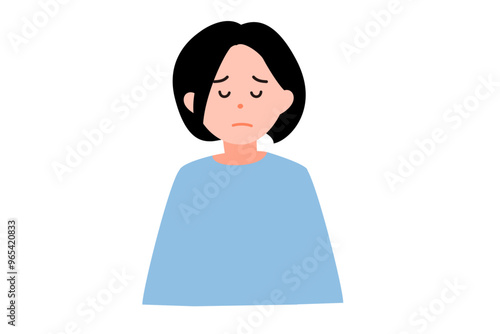 悲しい気持ちの女性のイラスト