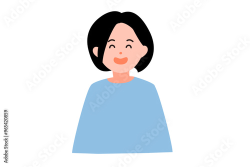 正面を向いた笑顔の女性の顔のイラスト