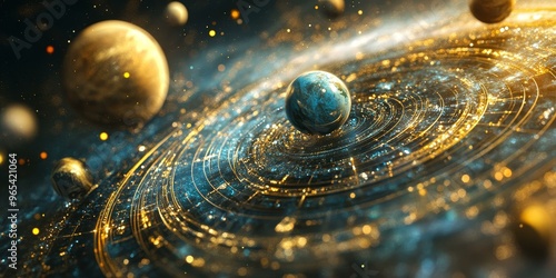 Planets in a swirling, cosmic vortex.
