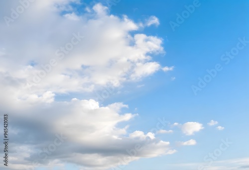 Summer day with a bright blue sky and scattered white clouds