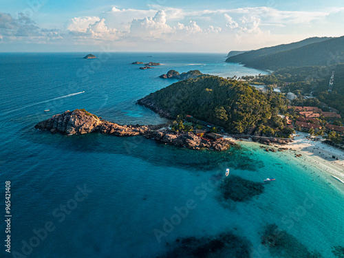 Aerial Perspective of Tranquil Beaches on Redang Island, Malaysia

