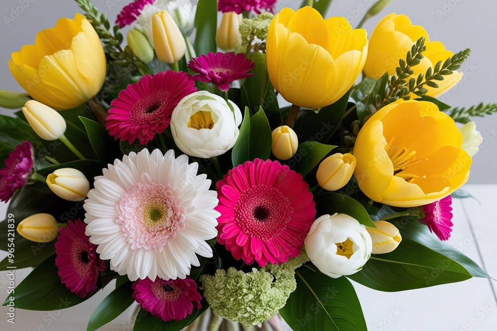 Obraz premium Vibrant Spring Flower Bouquet with Colorful Arrangements and Joyful Blooms