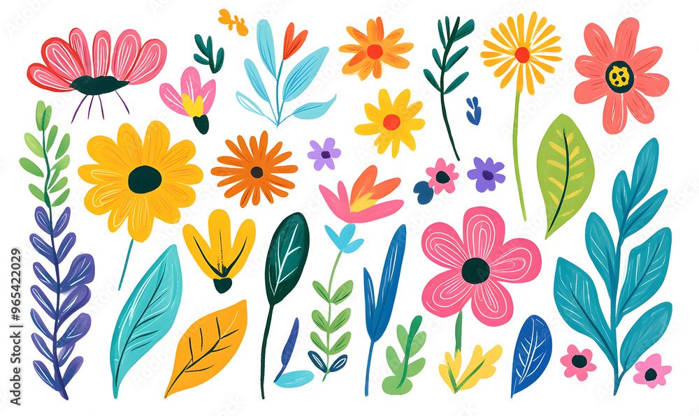 floral and leaf on white background in doodle-style tile designs with graphic format. floral and leaf on white background in doodle-style tile designs with graphic format.