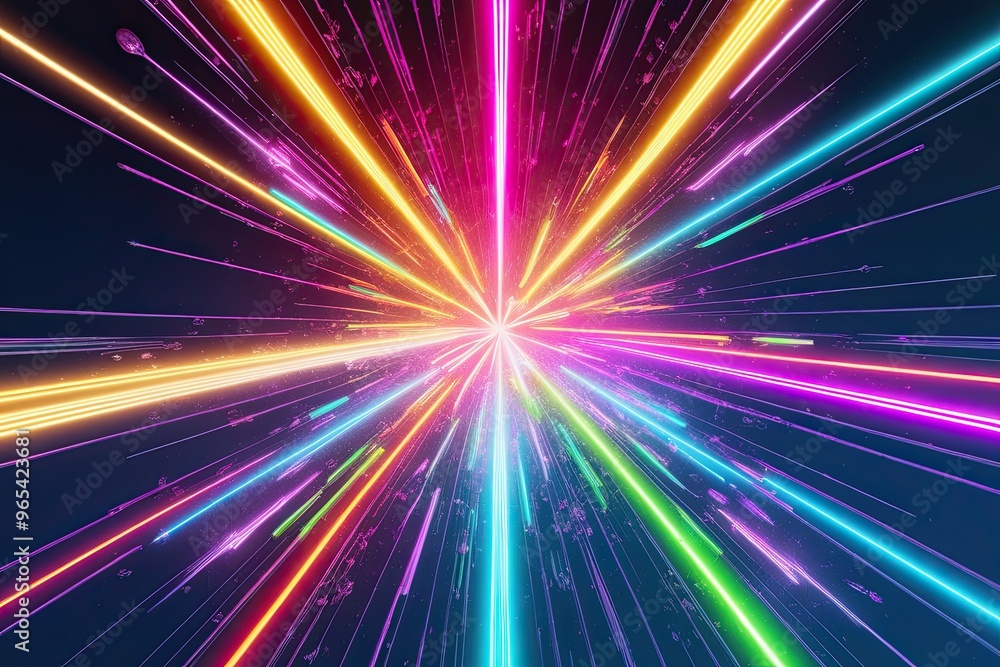 Vibrant Neon Shape Shifting Abstract Design with Radiating Fluorescent Elements and Colorful Sparkling Flow Vibrant Neon Shape Shifting Abstract Design with Radiating Fluorescent Elements and Colorful Sparkling Flow
