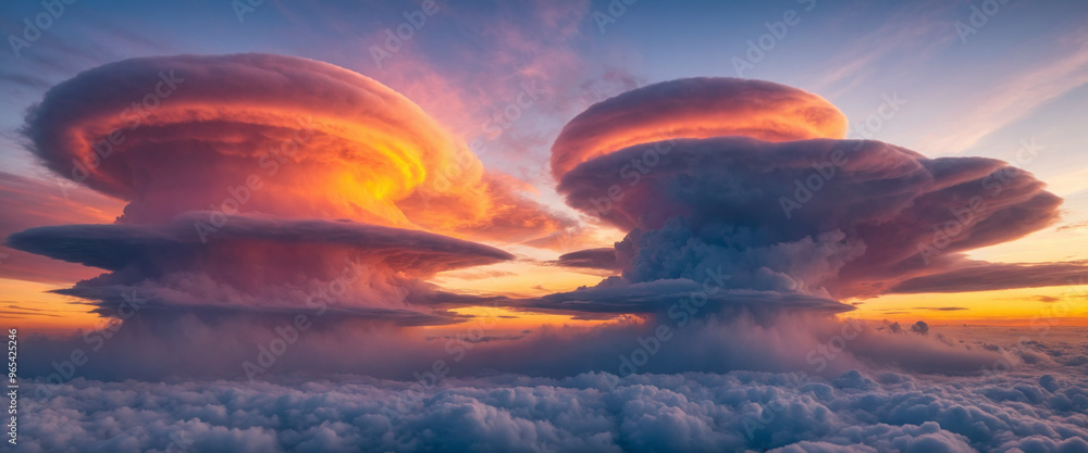 Fototapeta premium Lenticular clouds at sunset