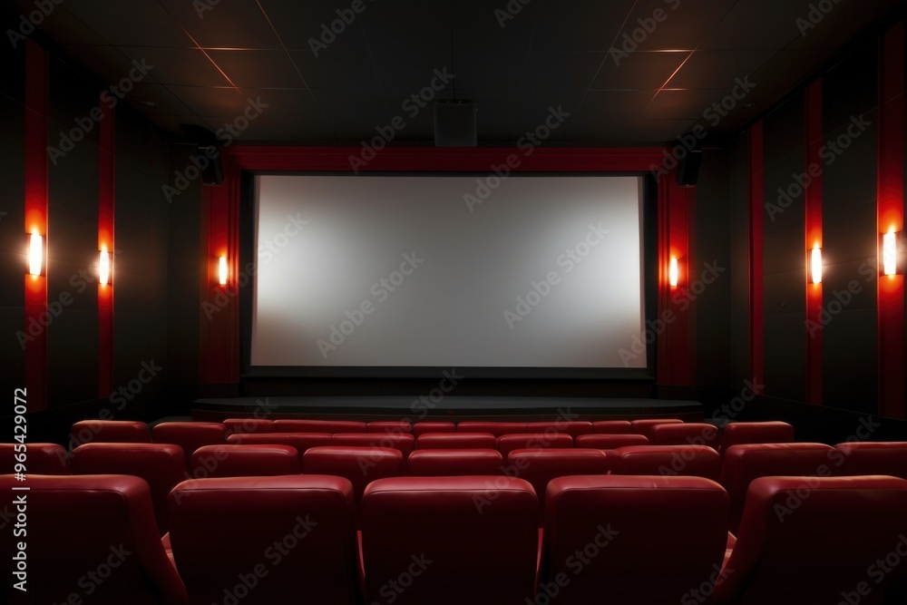 Fototapeta premium Cinema screen chair red architecture. Image by rawpixel.