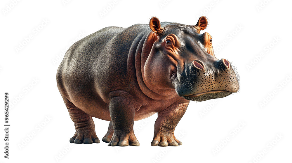 Obraz premium Close Up Portrait of a Hippopotamus with Glitch Effect