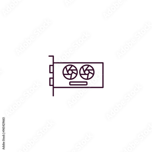 video card  outline icon. Linear vector from cryptocurrency concept. Thin line video card  icon isolated on white background