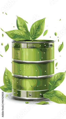 Green Biofuel Barrel with Eco-Friendly Biodiesel and Ethanol Fuels for Alternative Energy