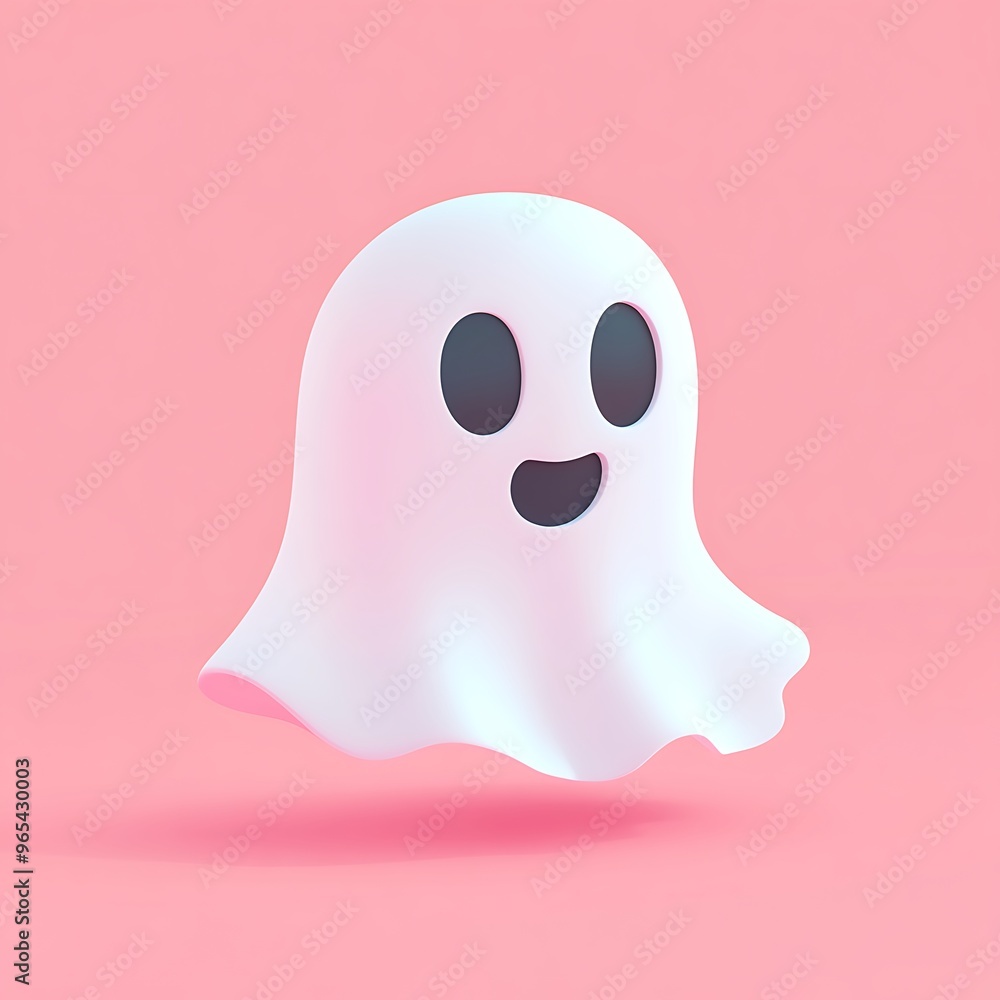 Friendly Ghost on Pink Background 3D Render. Friendly Ghost on Pink Background 3D Render.