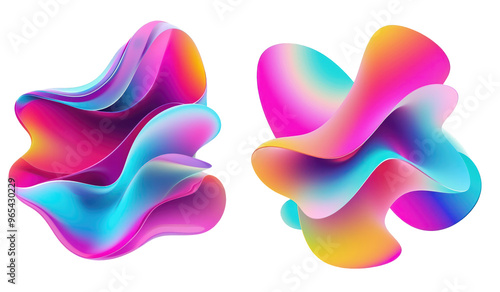 two abstract shape clip art transparent background vibrant colorful fluid flow ripple