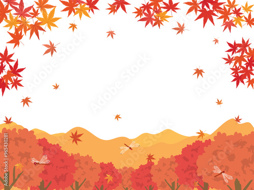 秋イメージ　紅葉風景の背景素材