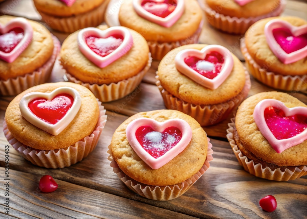 Delicious homemade treats overflowing with affection, topped with delicate heart-shaped frosting that adds an extra layer of love to every bite. Delicious homemade treats overflowing with affection, topped with delicate heart-shaped frosting that adds an extra layer of love to every bite.