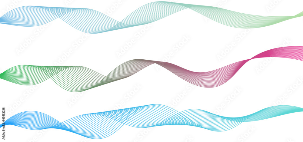 Dynamic gradient colorful flowing wave design element. Abstract wavy lines gradient vector line blend element. Wavy line gradient shapes set Dynamic gradient colorful flowing wave design element. Abstract wavy lines gradient vector line blend element. Wavy line gradient shapes set
