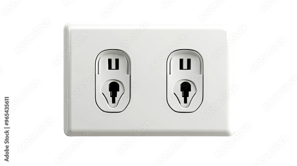 Double Electrical Outlet White Wall Plate Close Up Double Electrical Outlet White Wall Plate Close Up