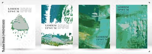 Brush paint Vector Background Templates Set. Hand Painted Artwork Page Collection. Good for Business Branding.