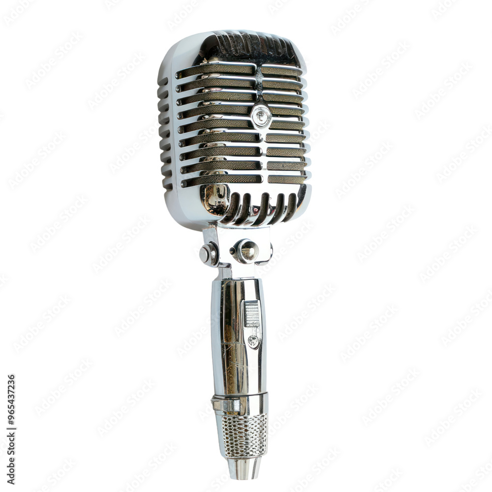 Fototapeta premium a vintage silver microphone clip art on transparent background