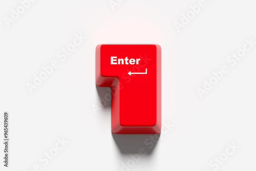 Obraz na plátně Red enter key casting shadow on white background