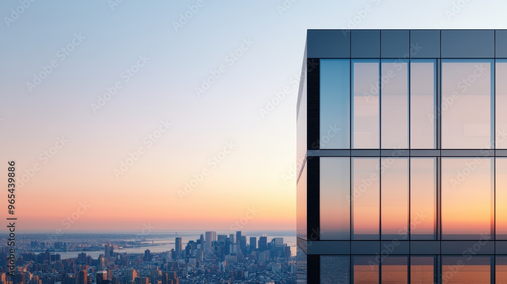 Glowing Modern Skyscraper: Golden Hour Glass Reflections Model with Ray Tracing Glowing Modern Skyscraper: Golden Hour Glass Reflections Model with Ray Tracing