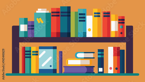 Colorful Bookshelf Organization: Neatly Arranged Books in a Vibrant Display