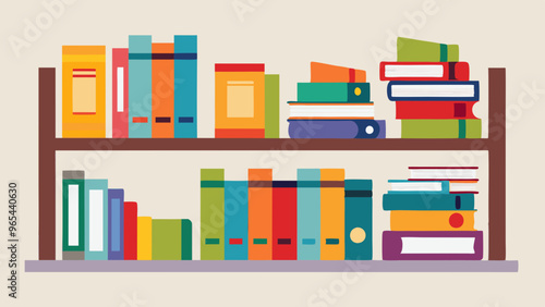 Colorful Bookshelf Organization: Neatly Arranged Books in a Vibrant Display
