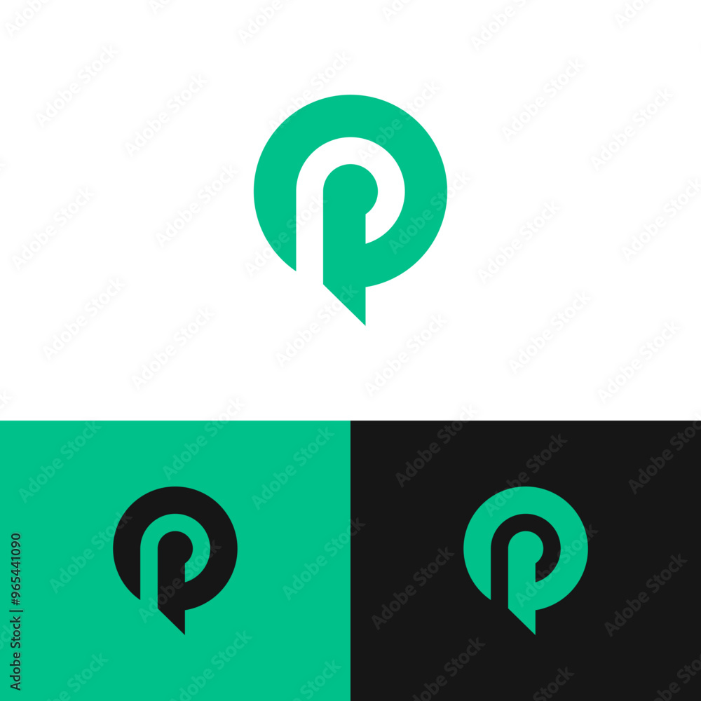Logos combining the letter 'P' with a comment shape, for industrial brands and companies Logos combining the letter 'P' with a comment shape, for industrial brands and companies