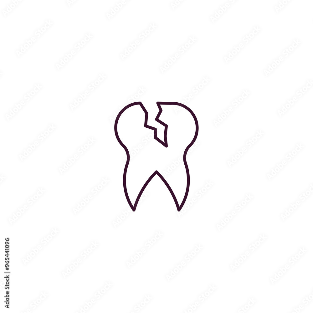 damaged tooth outline icon. Linear vector from dentist concept. Thin line damaged tooth icon isolated on white background damaged tooth outline icon. Linear vector from dentist concept. Thin line damaged tooth icon isolated on white background