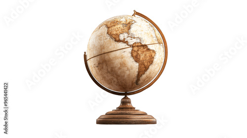 Vintage Globe on Wooden Stand with Abstract Background