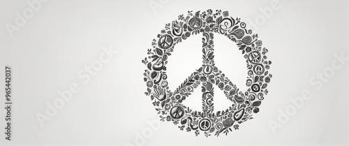 Set hand draw peace symbol on white background, illustration design