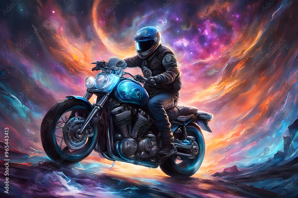 biker riding motorcycle graffiti airbrushing techniques centered in an epic awe-inspiring scene ai generated biker riding motorcycle graffiti airbrushing techniques centered in an epic awe-inspiring scene ai generated