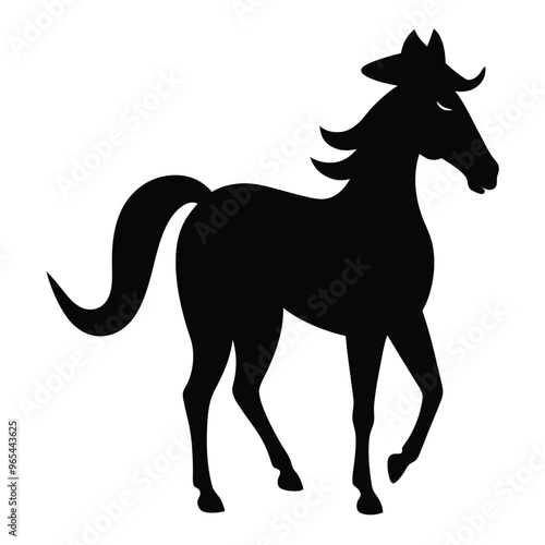 Elegant Horse Silhouette in Black.