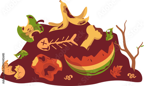 Compost Illustration. Food waste for composting.