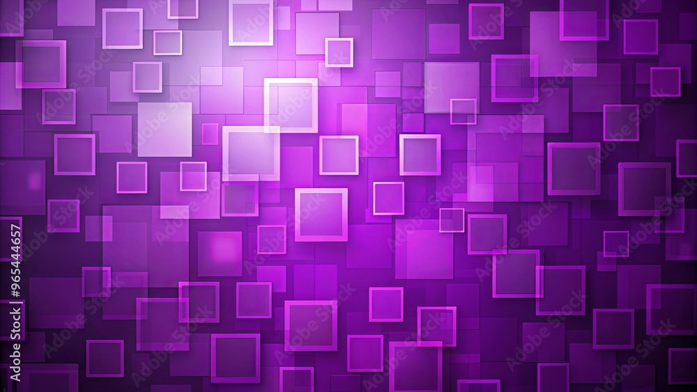 Vibrant purple background with various shades and sizes of squares