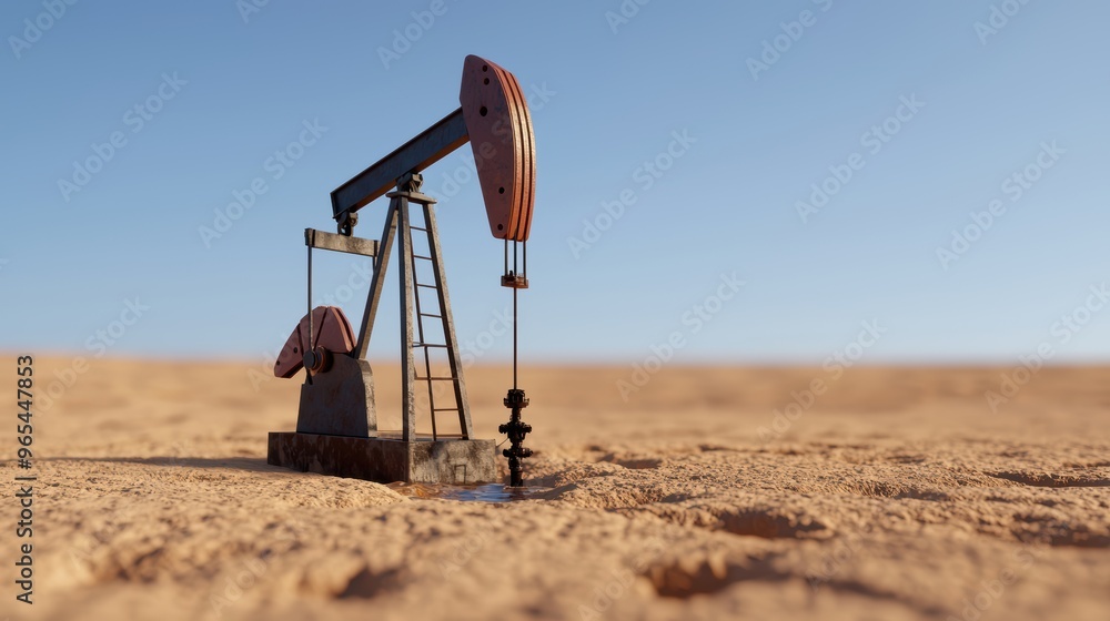 Energy Crisis Concept - Oil Well Running Dry with Copy Space, Selective Focus, and Energy Crisis Concept - Oil Well Running Dry with Copy Space, Selective Focus, and