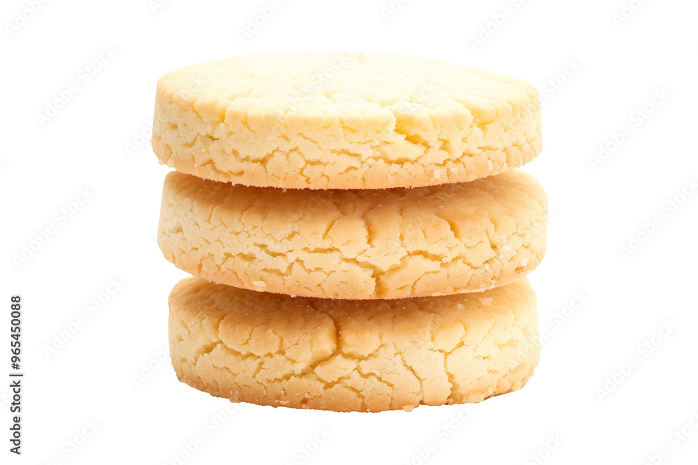 A delightful stack of three soft and crumbly butter cookies or Shortbread Cookie isolated on white transparent background. A delightful stack of three soft and crumbly butter cookies or Shortbread Cookie isolated on white transparent background.