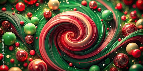 Vibrant red and green hues swirl together in a festive abstract background, evoking the magic and joy of the winter holiday season.