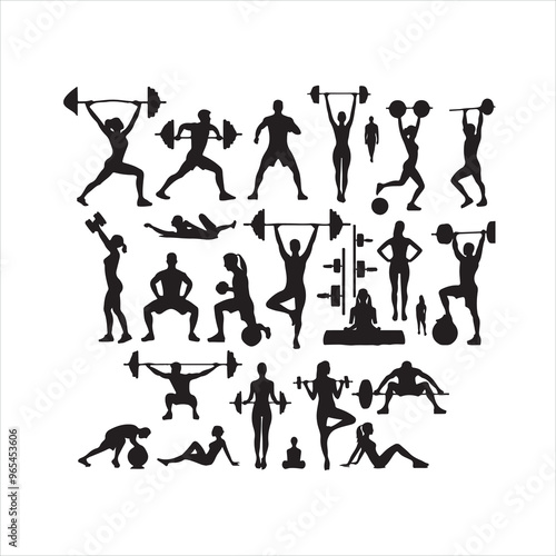 Gym silhouette on white background
