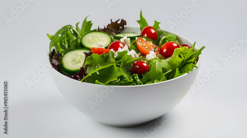 Crisp Green Salad with Feta and Cherry Tomatoes photo