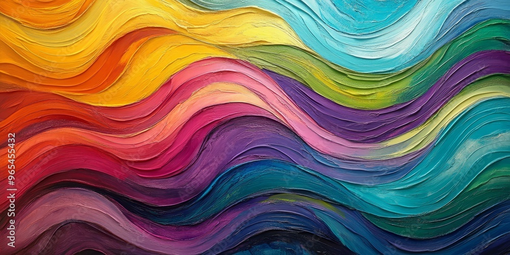 Abstract painting of colorful wavy lines. Abstract painting of colorful wavy lines.